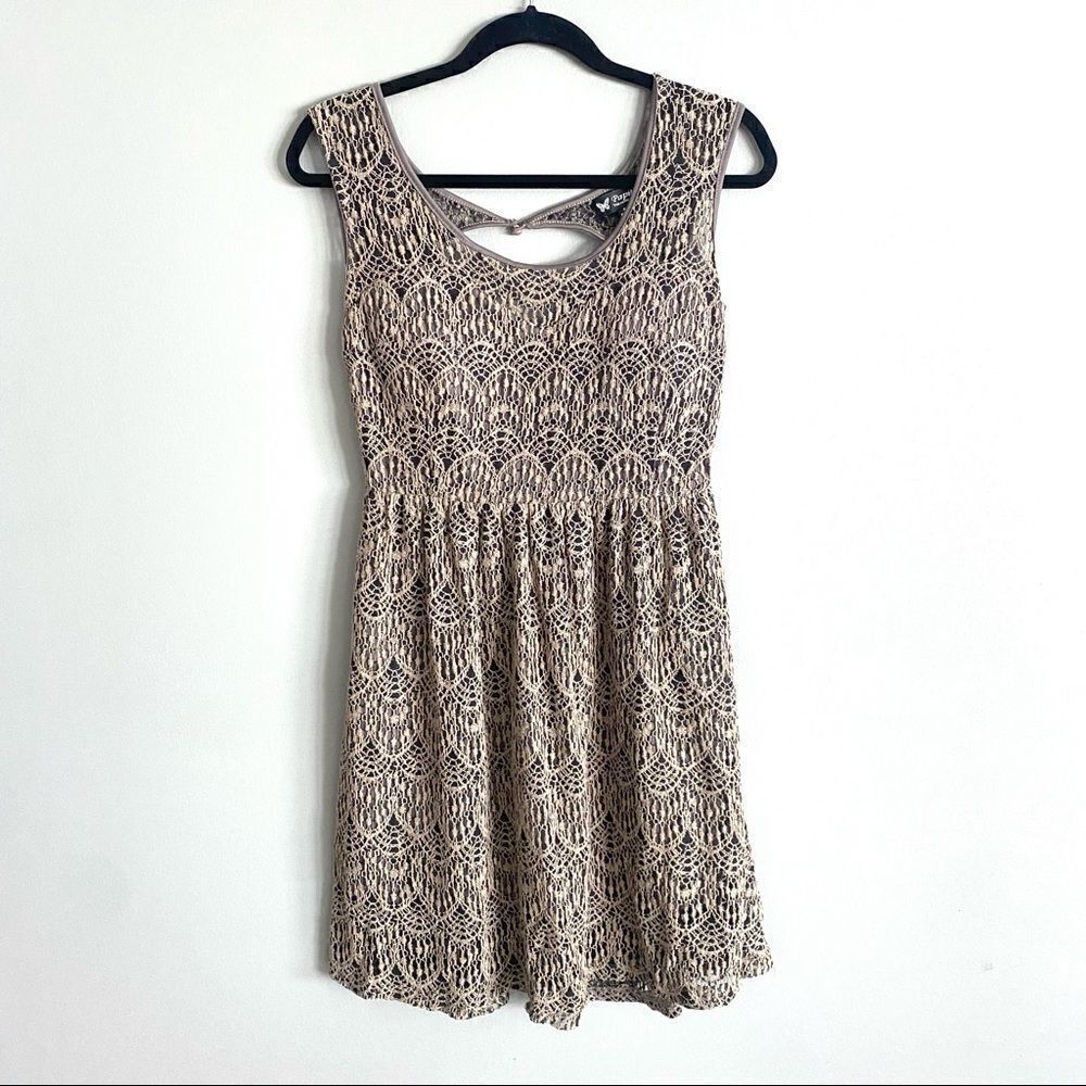 ‎Papillon Crochet Lace Open Back A-Line Mini Dress Womens Size Small